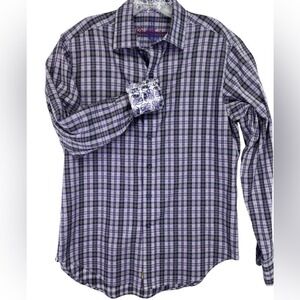 Robert Graham Mens sz medium Plaid Button Up Shirt Medium Embroidered Details